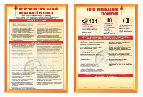 Стенд “Інструкція при заходи пожежної безпеки”