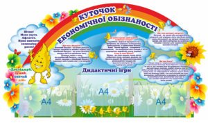 Куточок економічної обізнанності з акриловими кишенями