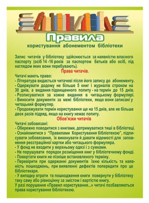 Правила користування абонентом бібліотеки