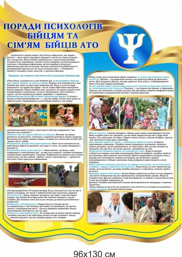 Стенд “Поради психологів бійцям та сім’ям АТО”