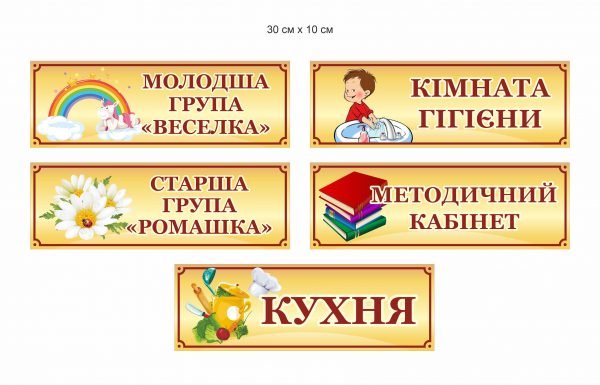 Таблички для оформлення дитячого садочку