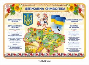 Стенд “Державна символіка з картою України”