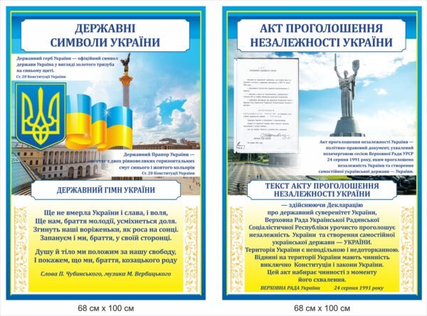 Комплект стендів “Державні символи та акт проголошення незалежності України”