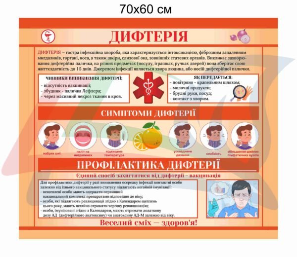 Стенд “Дифтерія” для медичного кабінету школи