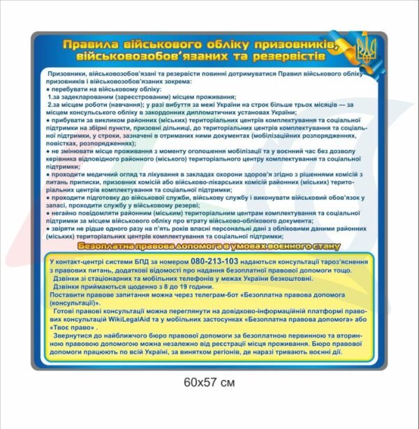 Стенд “Правила військового обліку”