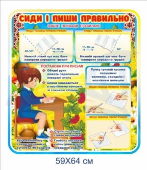 Стенд НУШ “Сиди та пиши правильно”